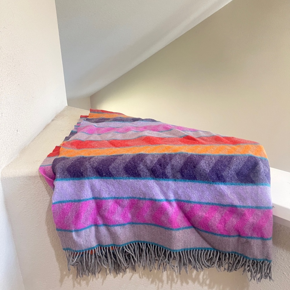 Designers Guild  merino wool throw fringe throw blanket southwestern boho 57x42